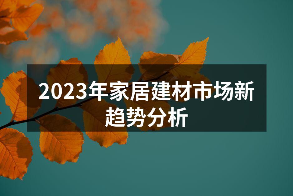 2023年家居建材市场新趋势分析